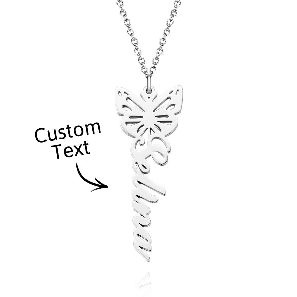 Custom Dainty Birth Butterfly Name Necklace Birthday Bridesmaid Gifts for Mom/Wife/Family/Best Friends - soufeeluk