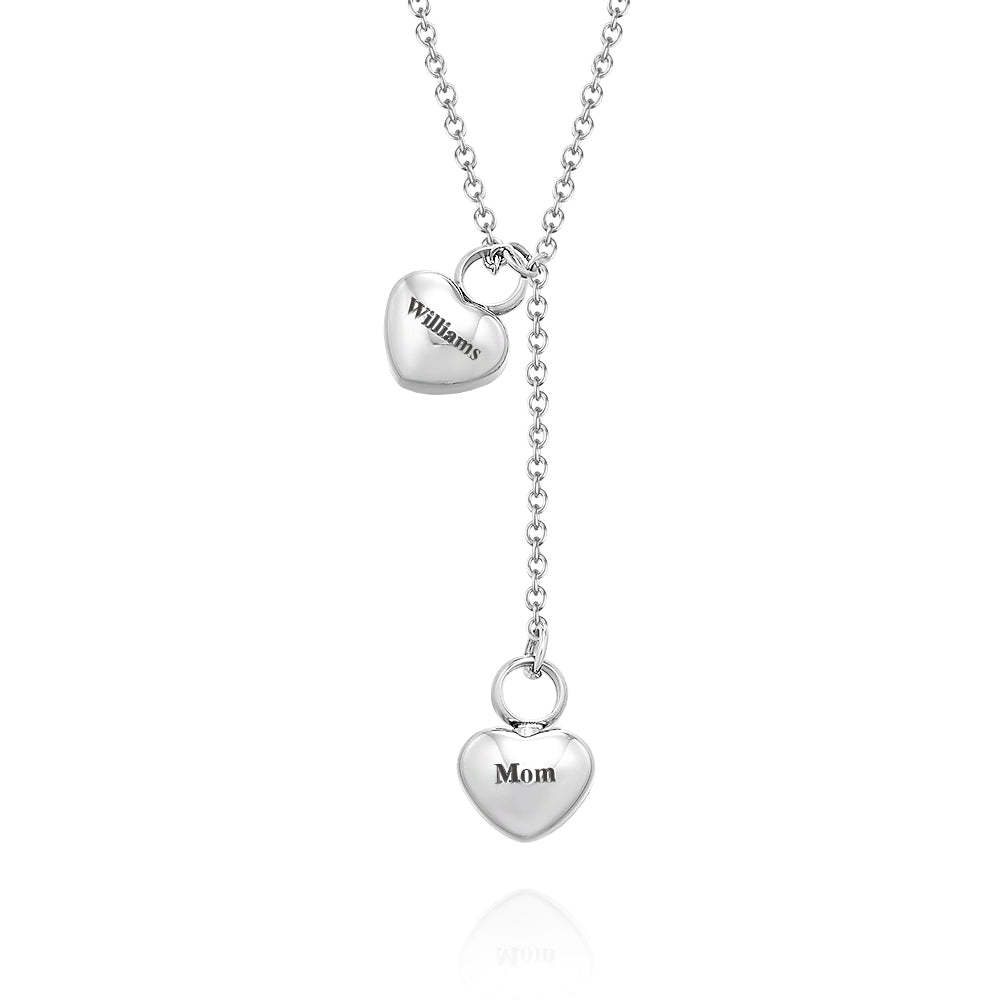 Personalised Double Heart Ashes Urn Pendant Necklace with Name Jewellery Keepsake Memorial Gift for Her - soufeeluk