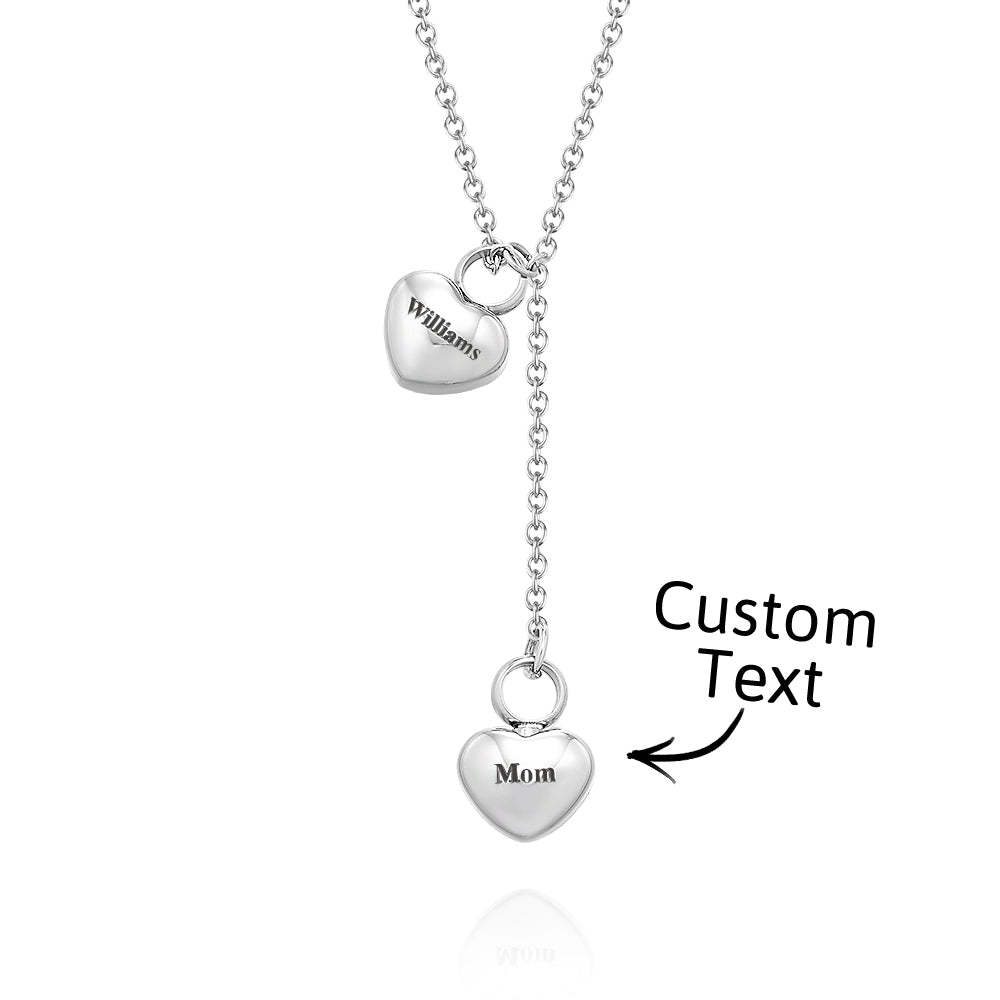 Personalised Double Heart Ashes Urn Pendant Necklace with Name Jewellery Keepsake Memorial Gift for Her - soufeeluk