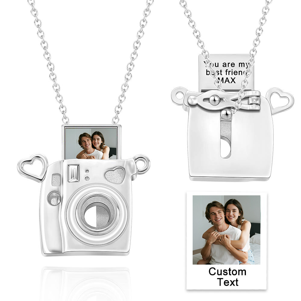 Custom Photo Engraved Camera Necklace Pendant Necklace Creative Gift for Her Couple gifts - soufeeluk