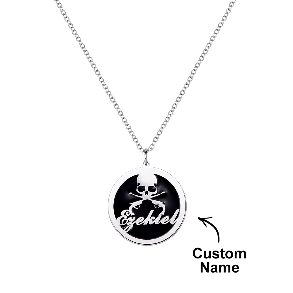 Pirate Coin Pendant Skull and Bones Necklace Pirates Medallion Mens Jewellery Gifts for Adventurers - soufeeluk