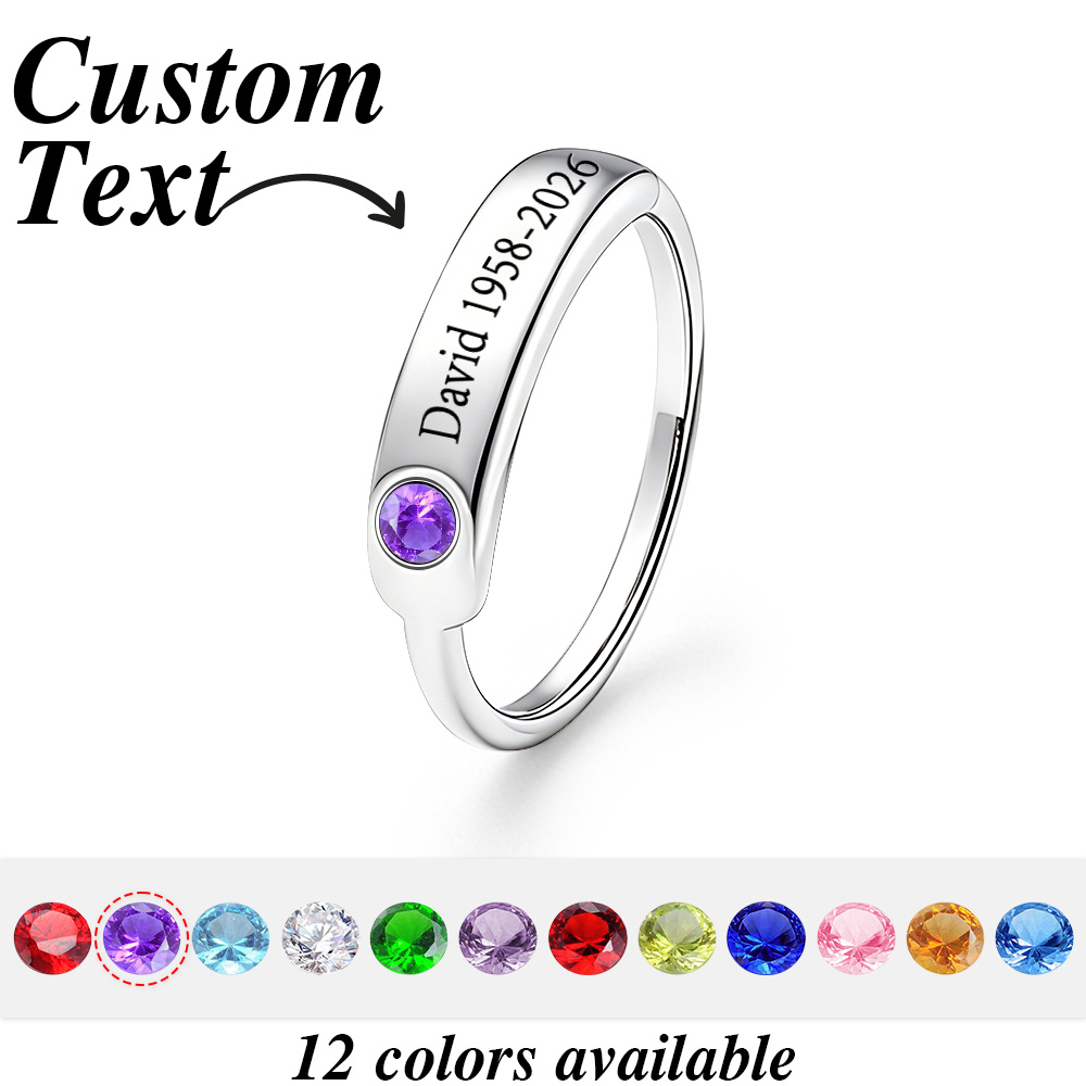 Personalized Birthstone Name Memorial Ring to Remember Someone You Loved - soufeeluk