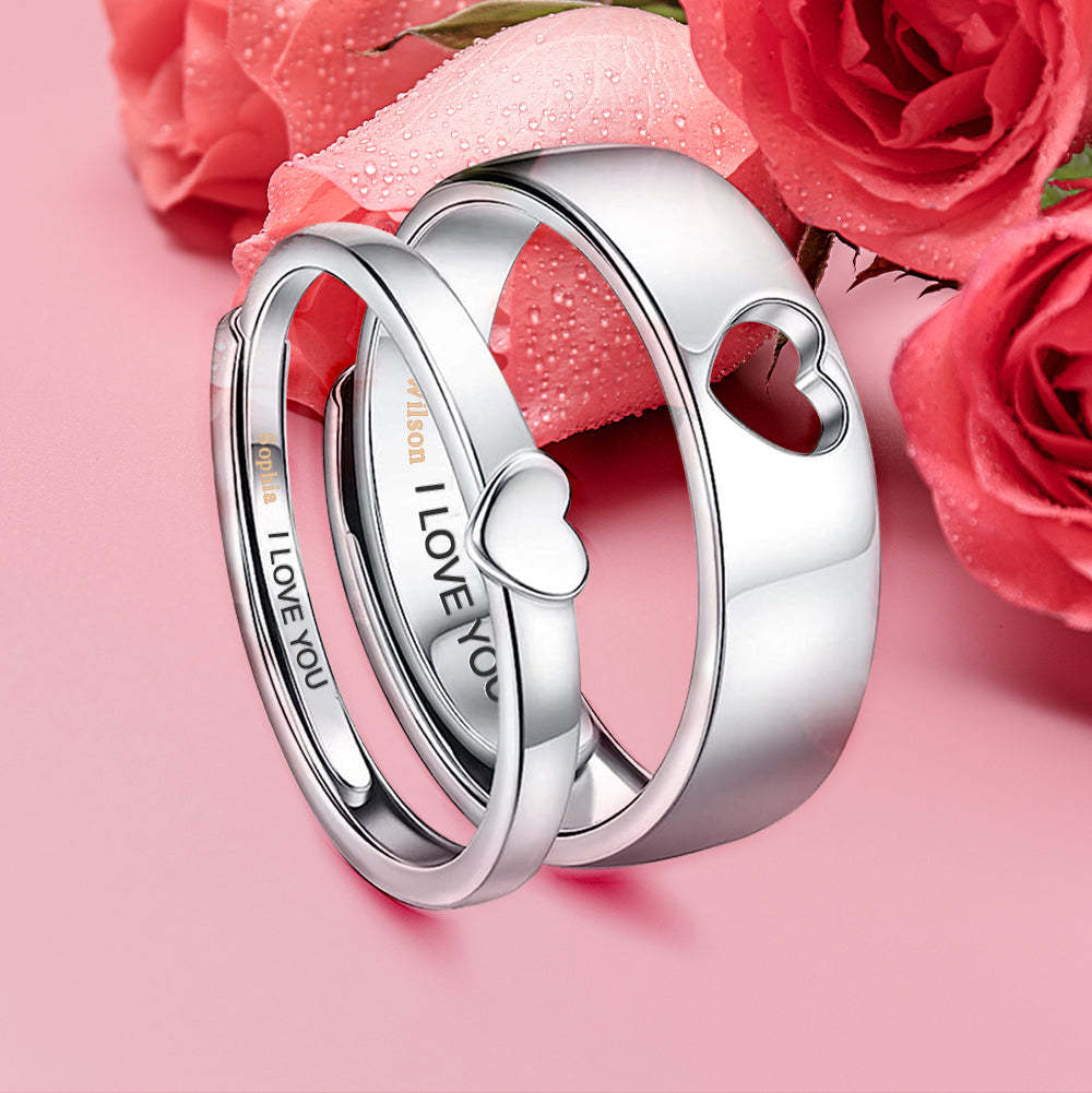 Personalised Name Couple Rings I Love You Engagement Wedding Ring Valentine's Day Gifts - soufeeluk