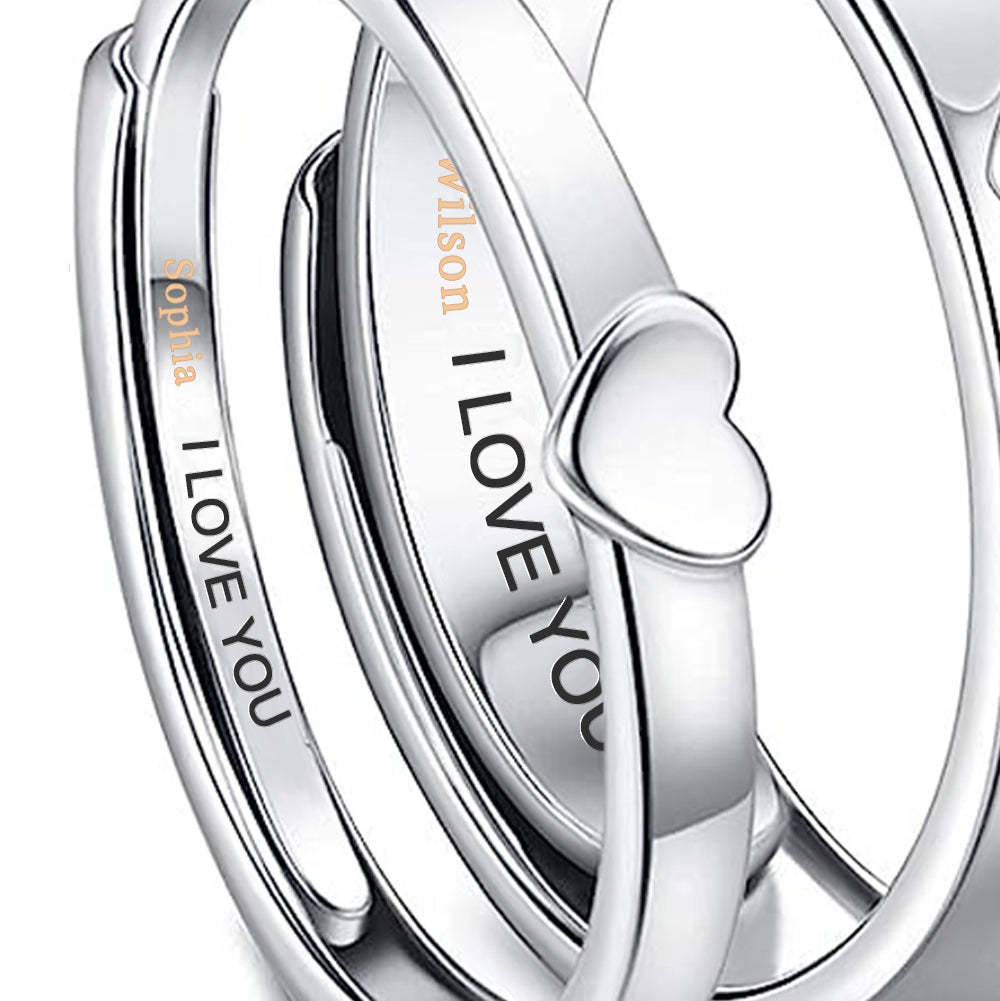 Personalised Name Couple Rings I Love You Engagement Wedding Ring Valentine's Day Gifts - soufeeluk