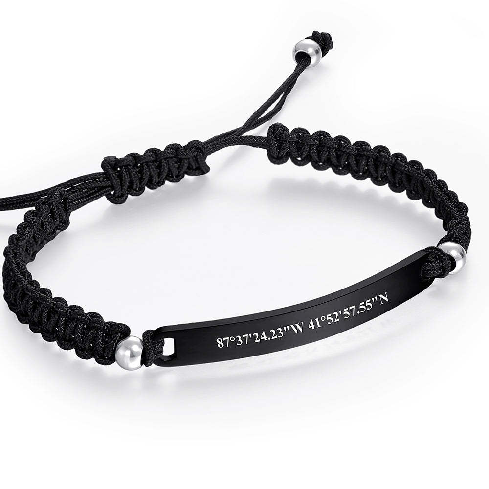Custom Latitude and Longitude Coordinates Braid Bracelet Gifts for Him - soufeeluk