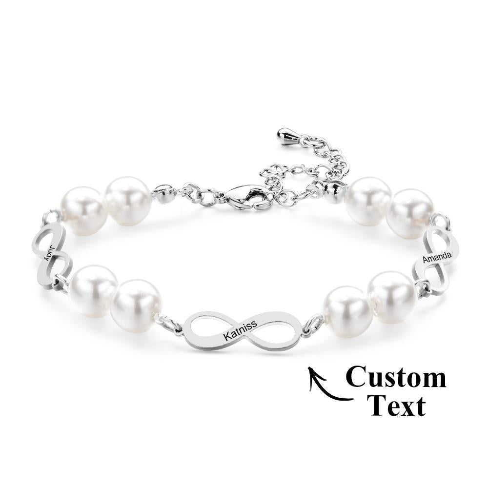Custom Engraved Bracelet Infinity Love Pearl Romantic Gift - soufeeluk
