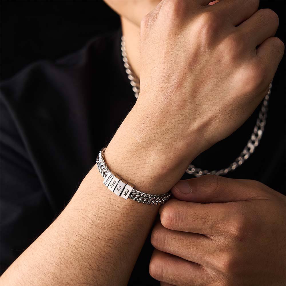 Custom Kids Name Bracelet Personalized Gifts for Dad - soufeeluk