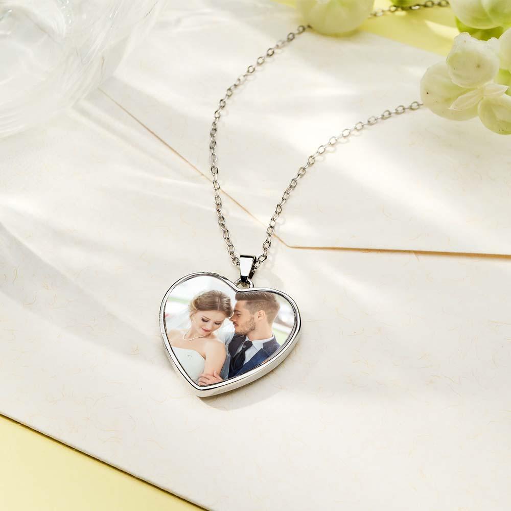 Custom Photo Engraved Necklace Heart Shape Commemorate Gifts for Men - soufeeluk