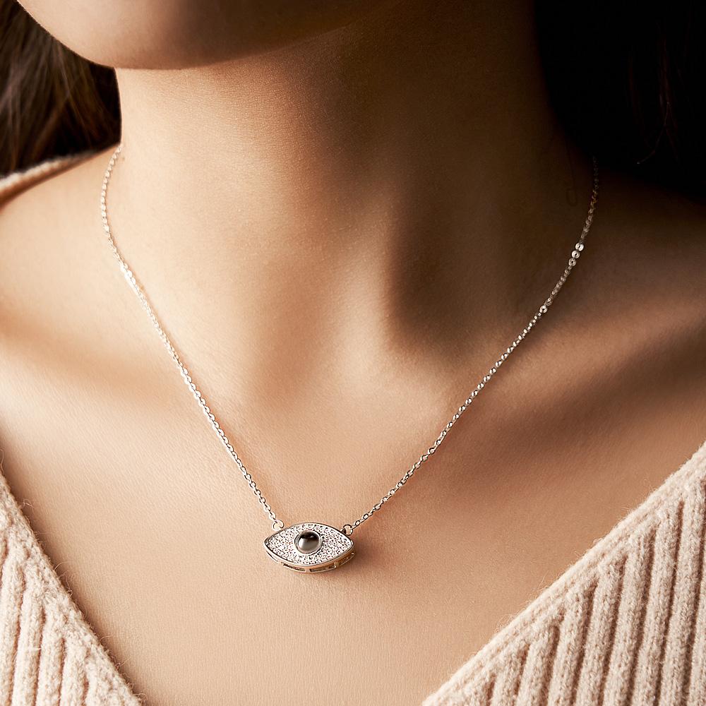 Evil Eye Projection Necklace Custom Photo Necklace - soufeeluk