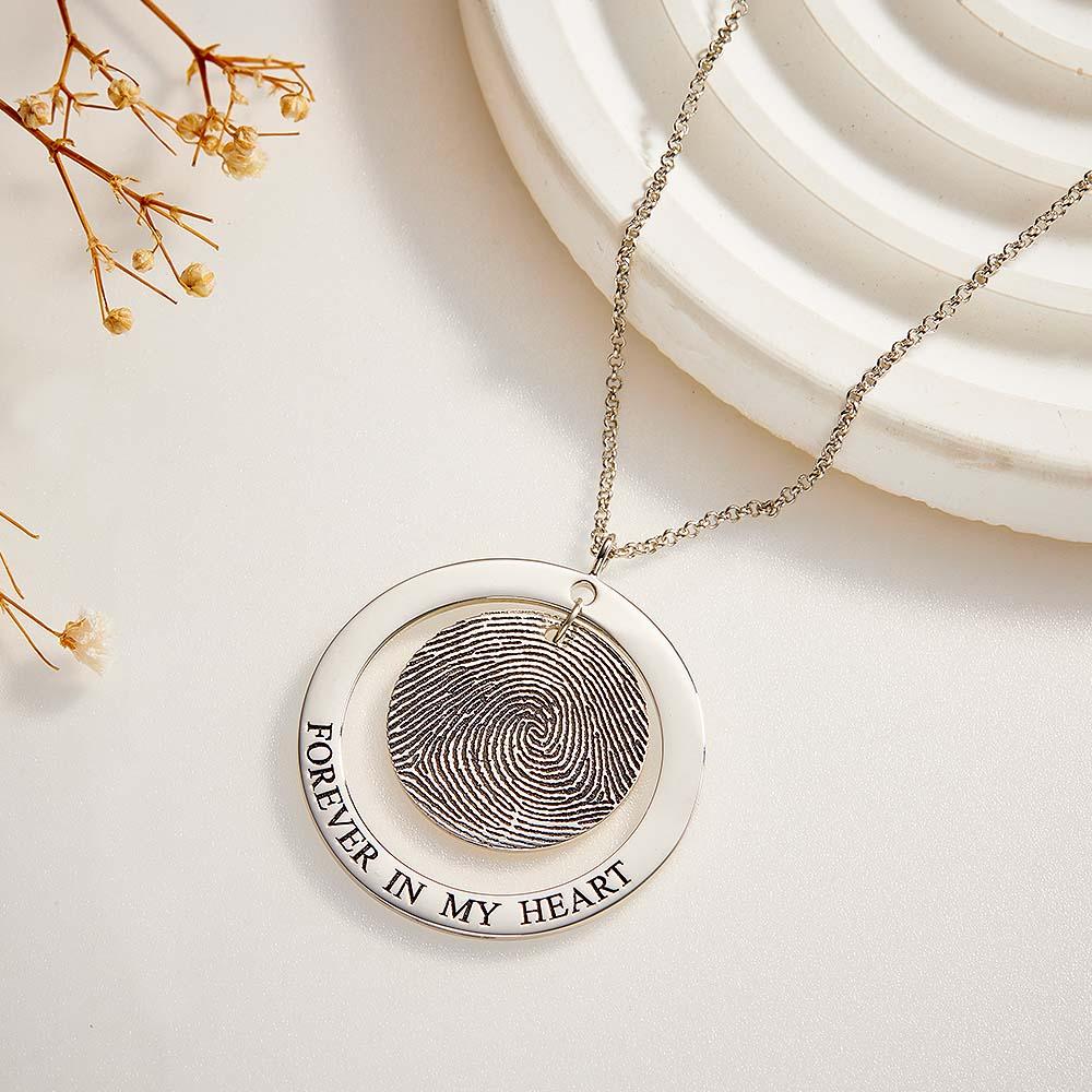 Custom Fingerprint Necklace Personalised Text Fingerprint Jewellery Keepsake Gifts - soufeeluk