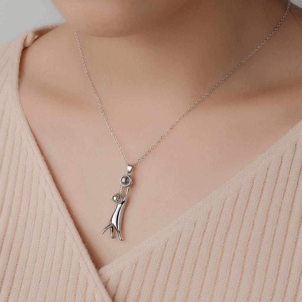 Custom Projection Necklace CuAte Cat Gift for Her - soufeeluk