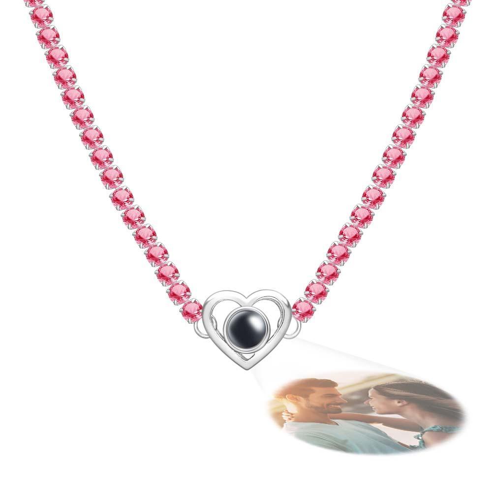 Custom Projection Necklace Tennis Chain Heart Gift for Her - soufeeluk