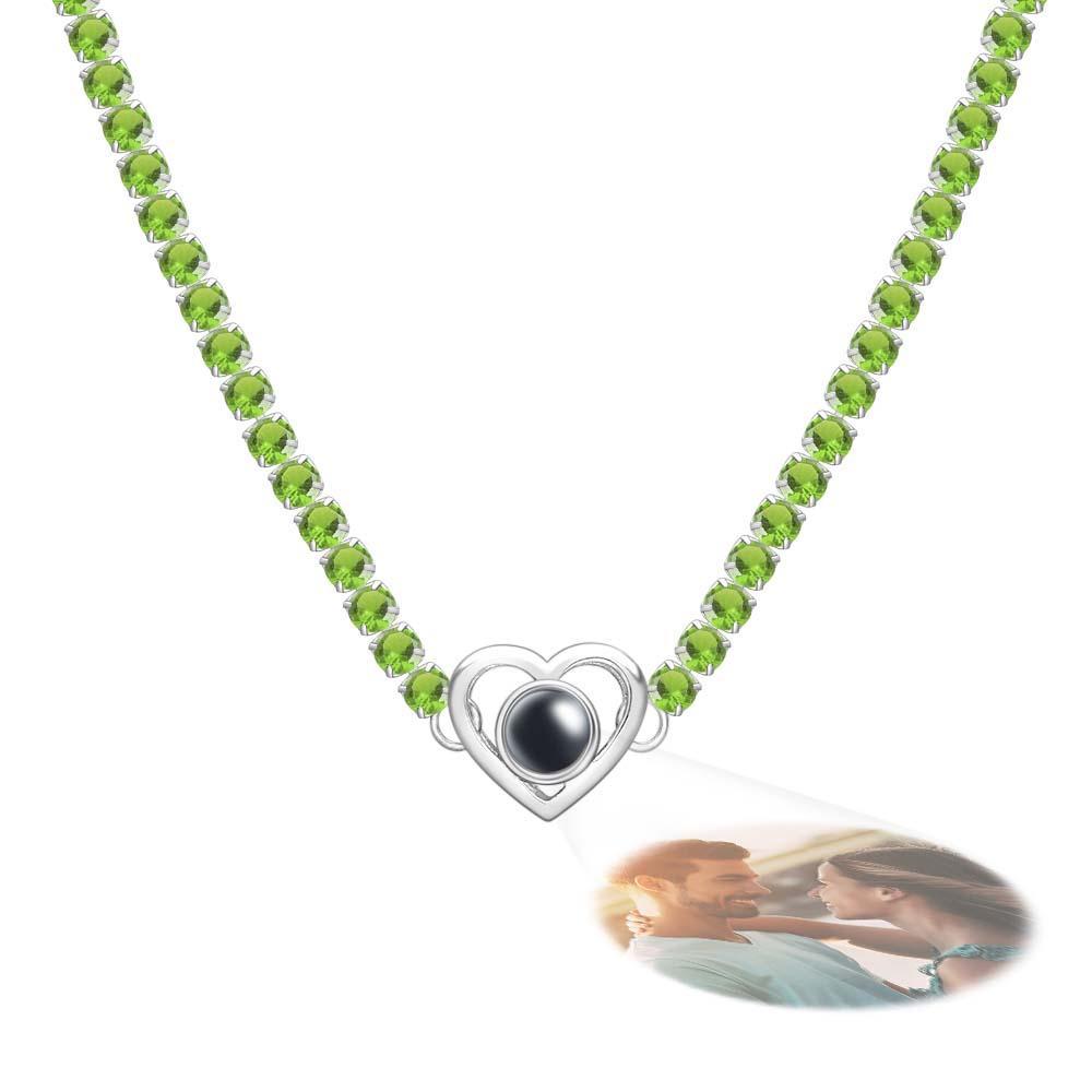 Custom Projection Necklace Tennis Chain Heart Gift for Her - soufeeluk
