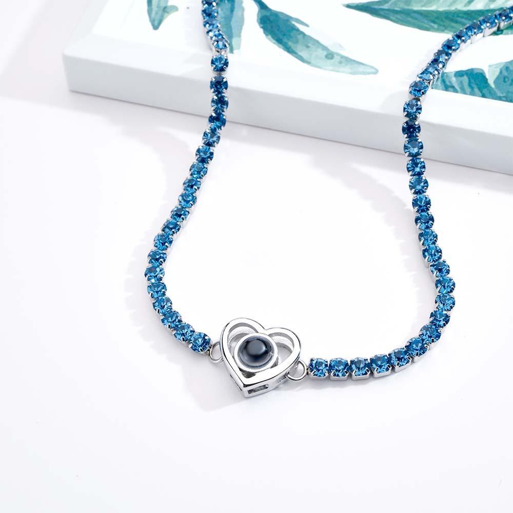 Custom Projection Necklace Tennis Chain Heart Gift for Her - soufeeluk