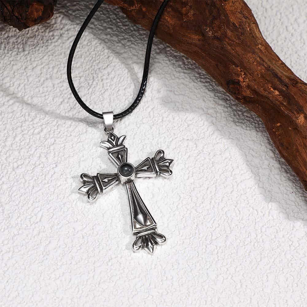 Custom Projection Photo Necklace Creative Cross Gift for Men - soufeeluk