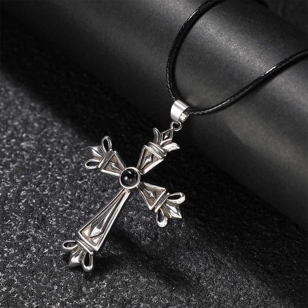 Custom Projection Photo Necklace Creative Cross Gift for Men - soufeeluk