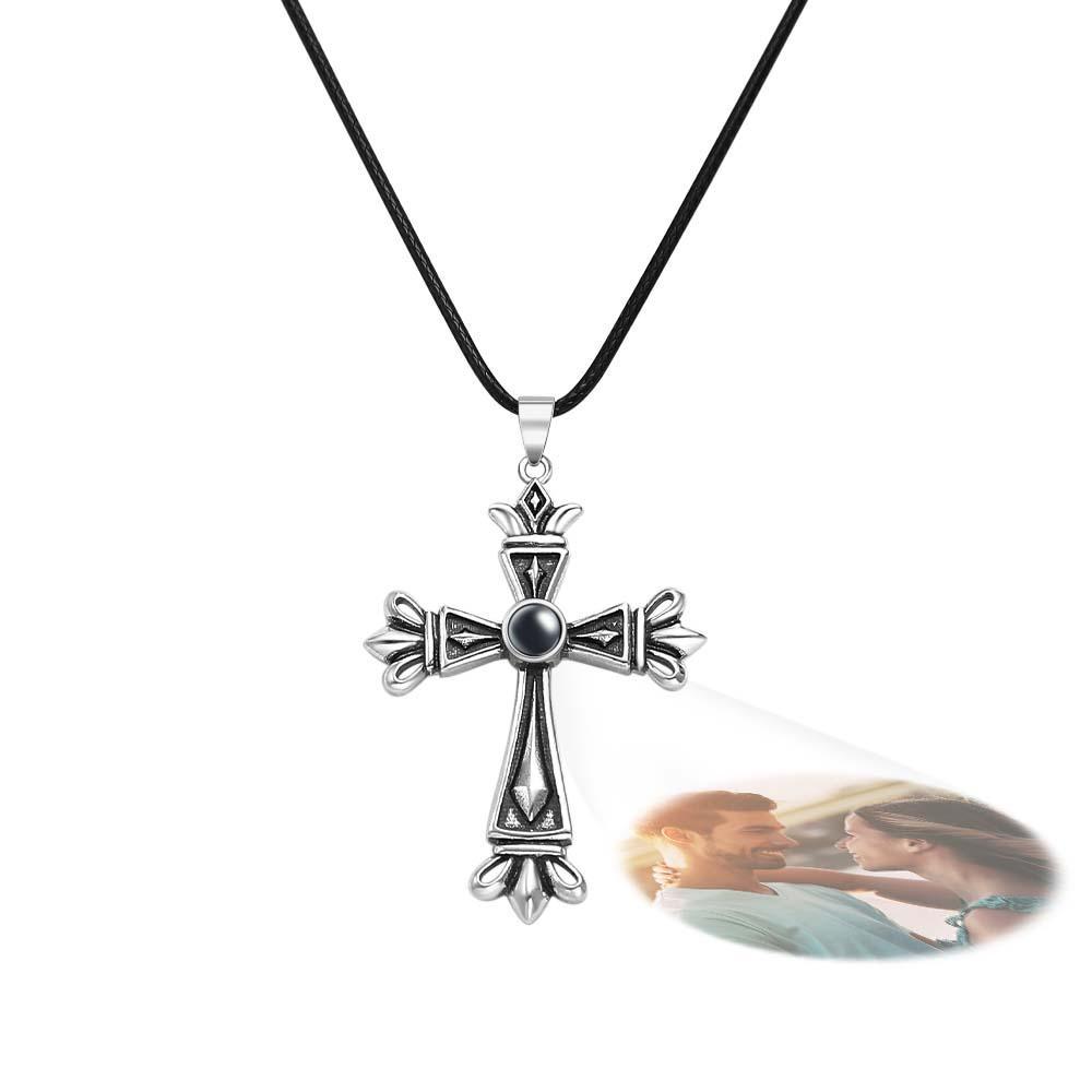 Custom Projection Photo Necklace Creative Cross Gift for Men - soufeeluk
