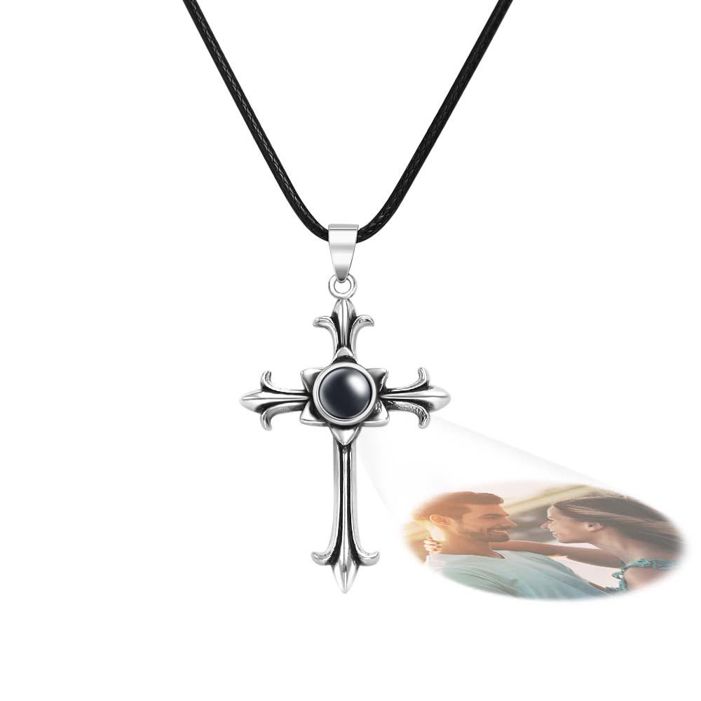 Custom Projection Necklace Vintage Cross Gift for Men - soufeeluk