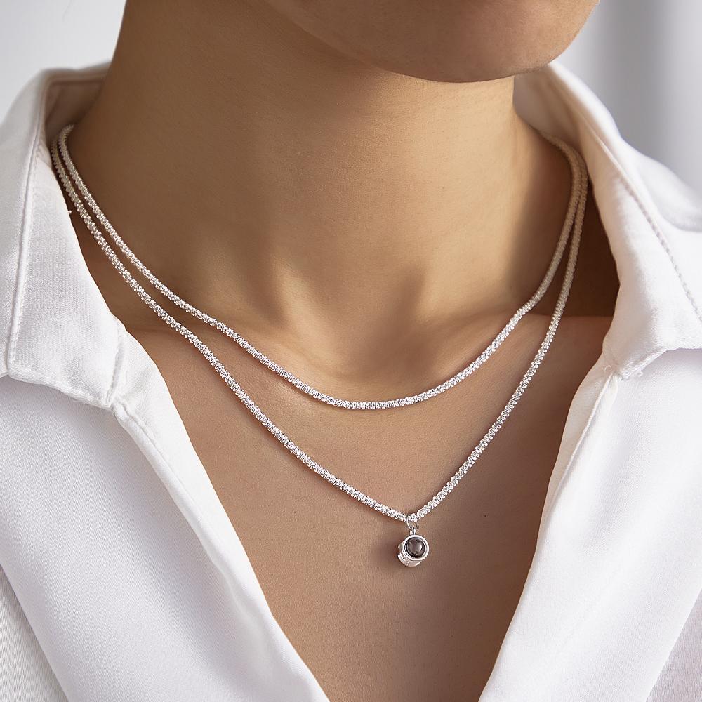 Custom Projection Necklace Double Layer Cauliflower Chain Beautiful Gift - soufeeluk