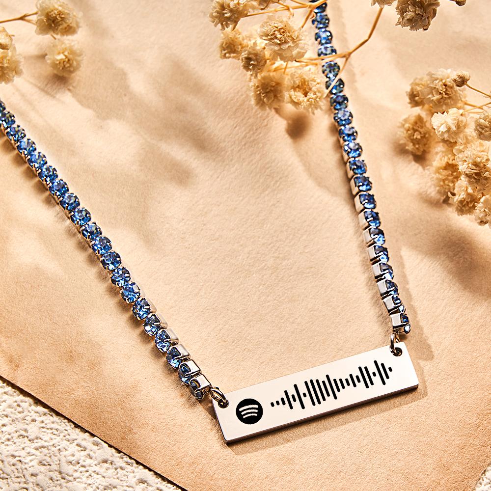 Scannable Spotify Code Bar Necklace Tennis Chain Fashion Gift - soufeeluk