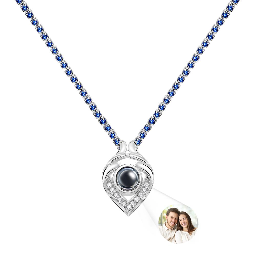 Custom Photo Projection Necklace Heart Tennis Chain Creative Gift - soufeeluk