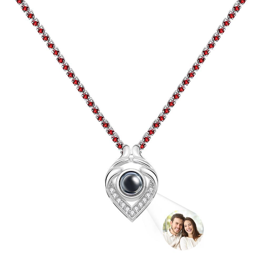 Custom Photo Projection Necklace Heart Tennis Chain Creative Gift - soufeeluk
