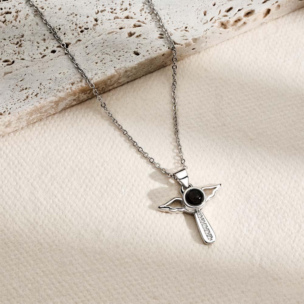 Custom Projection Necklace Angel Wings Romantic Gift for Her - soufeeluk