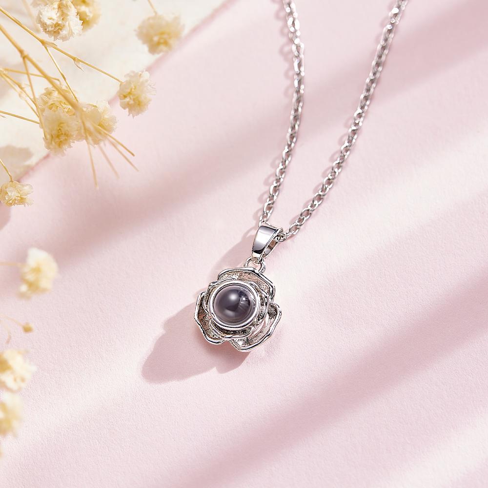 Custom Projection Necklace Creative Rose Girl Gift - soufeeluk