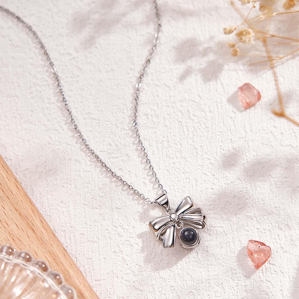 Custom Projection Necklace Sweet Bow Girl Gift - soufeeluk