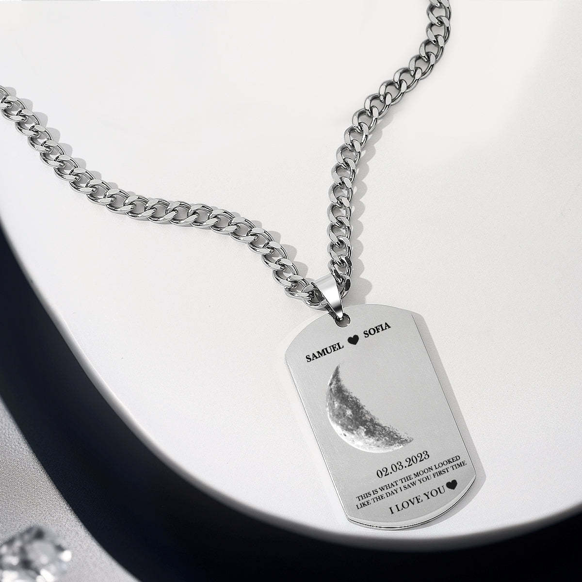 Personalised Moon Phase Photo Necklace Chic Chain Necklace Gifts For Lovers - soufeeluk