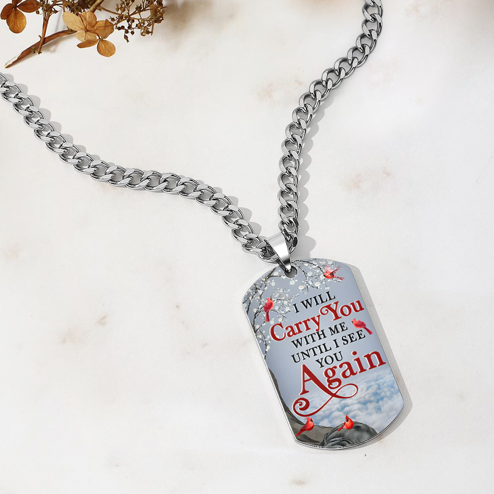 Custom Photo Tag Memorial Engraved Necklace with Engraving Stainless Steel Men's Necklace - soufeeluk