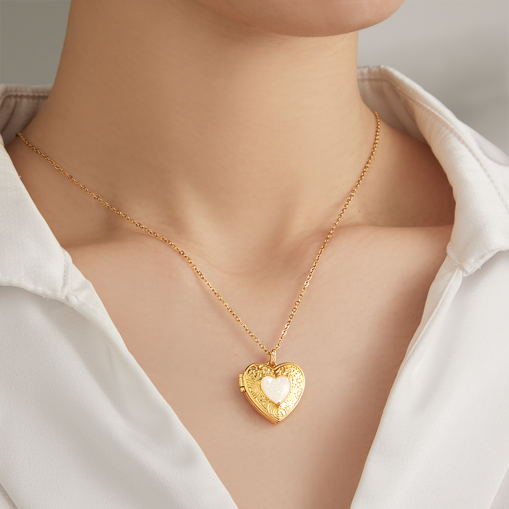 Custom Photo Openable Necklace Trendsetting Love Heart Box Pendant For Women - soufeeluk