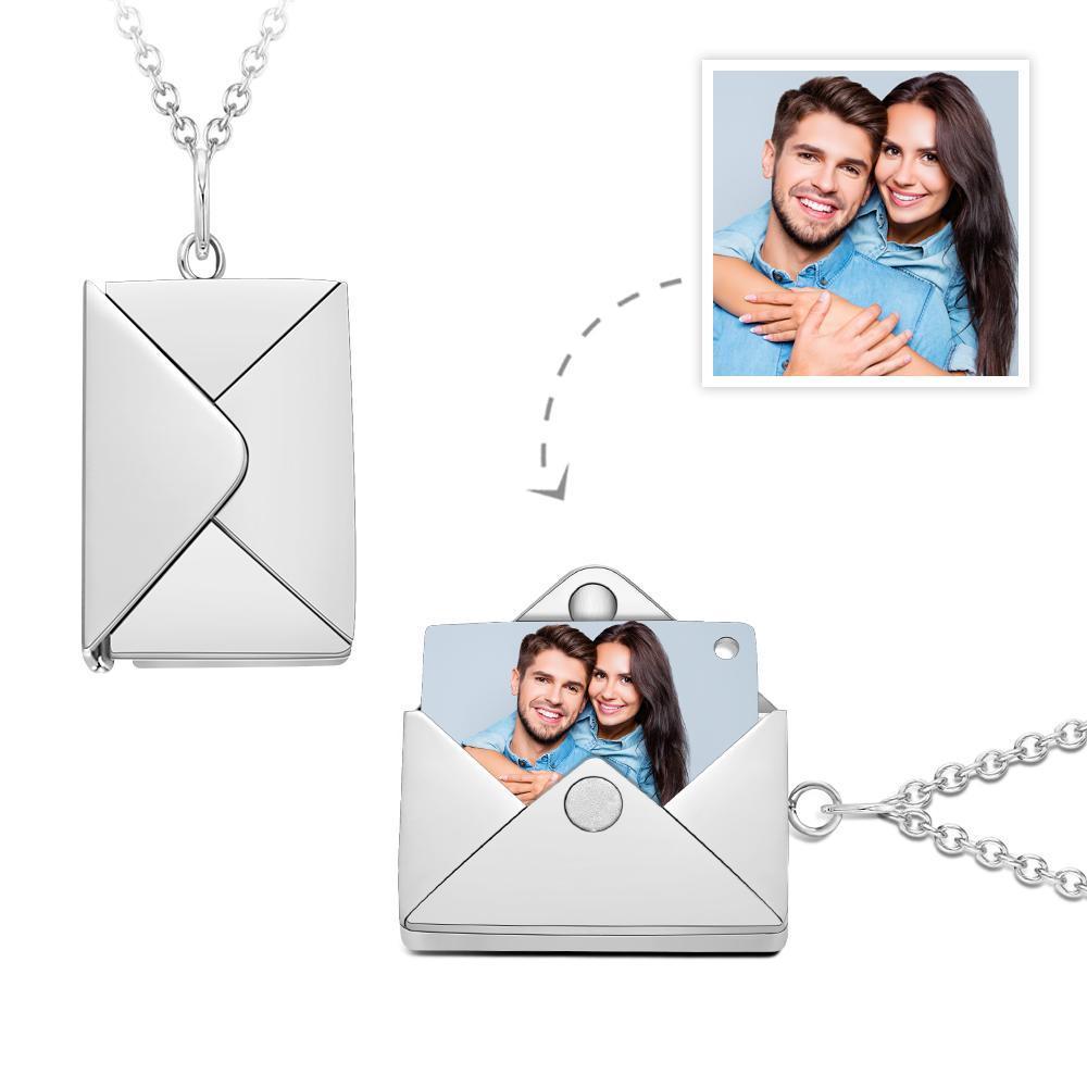 Custom Photo Necklace Engraved Text Jewelry and Key Chains Envelope Letter Secret Message Creative Gifts for Valentines' Day - soufeeluk
