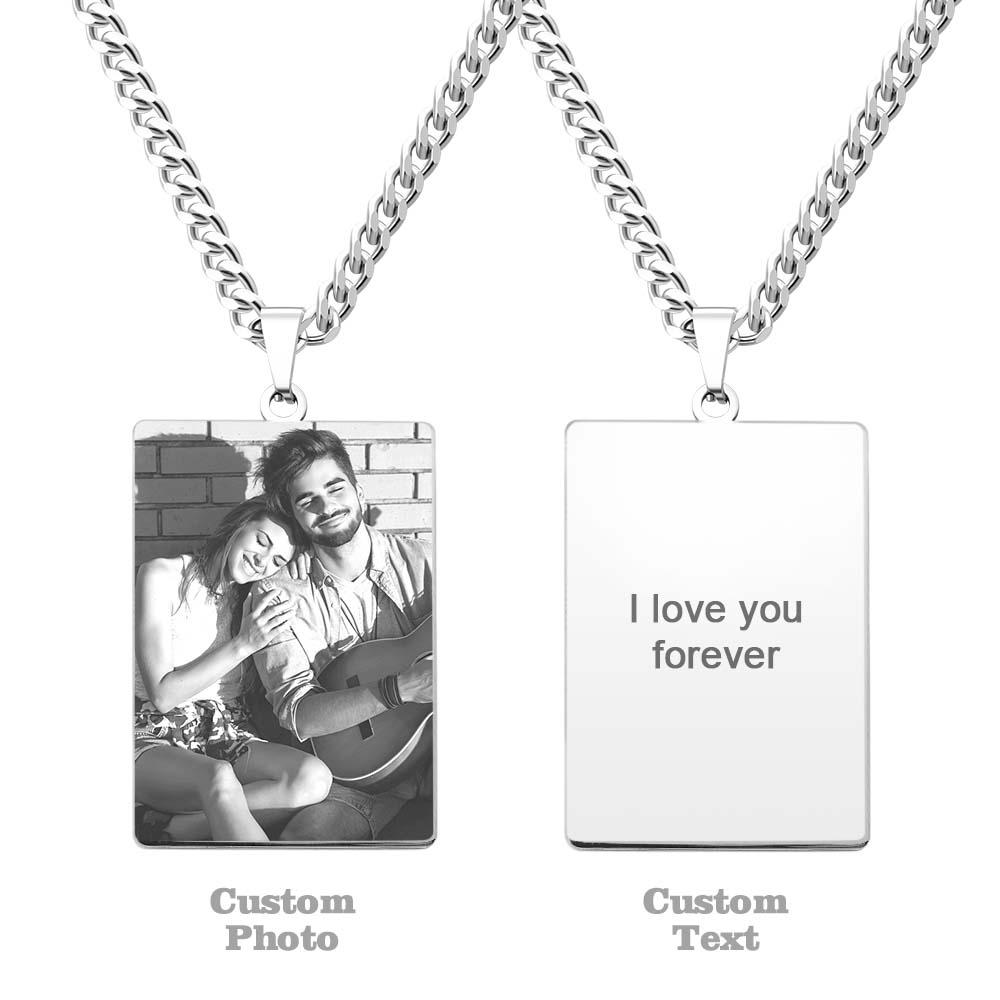 Engraved Photo Necklaces with Your Picture Dog Tag Pendant Multiple Shapes Available Best Gift for Men - soufeeluk