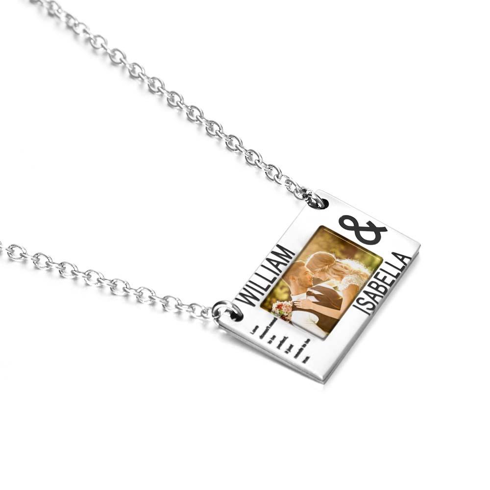 Personalised Carve Words and Photos Necklace Gift Creative Romance Gift for Valentine Lovers Family Festival Necklace - soufeeluk