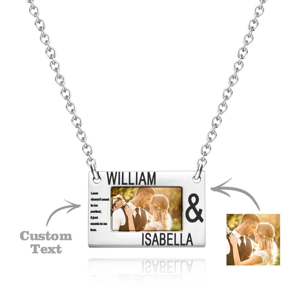 Personalised Carve Words and Photos Necklace Gift Creative Romance Gift for Valentine Lovers Family Festival Necklace - soufeeluk