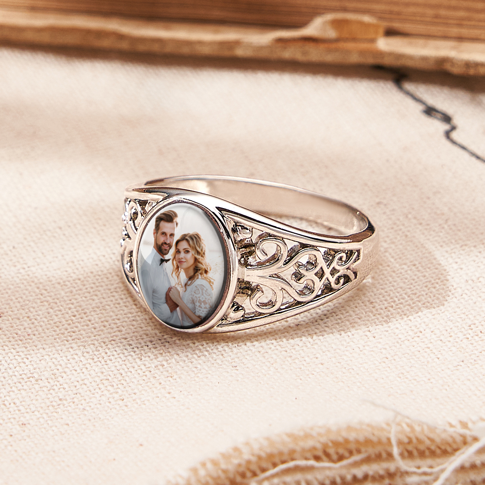 Custom Cutout Photo Rings Personalized Photo Jewelry Valentine's Day Gifts for Couple - soufeeluk