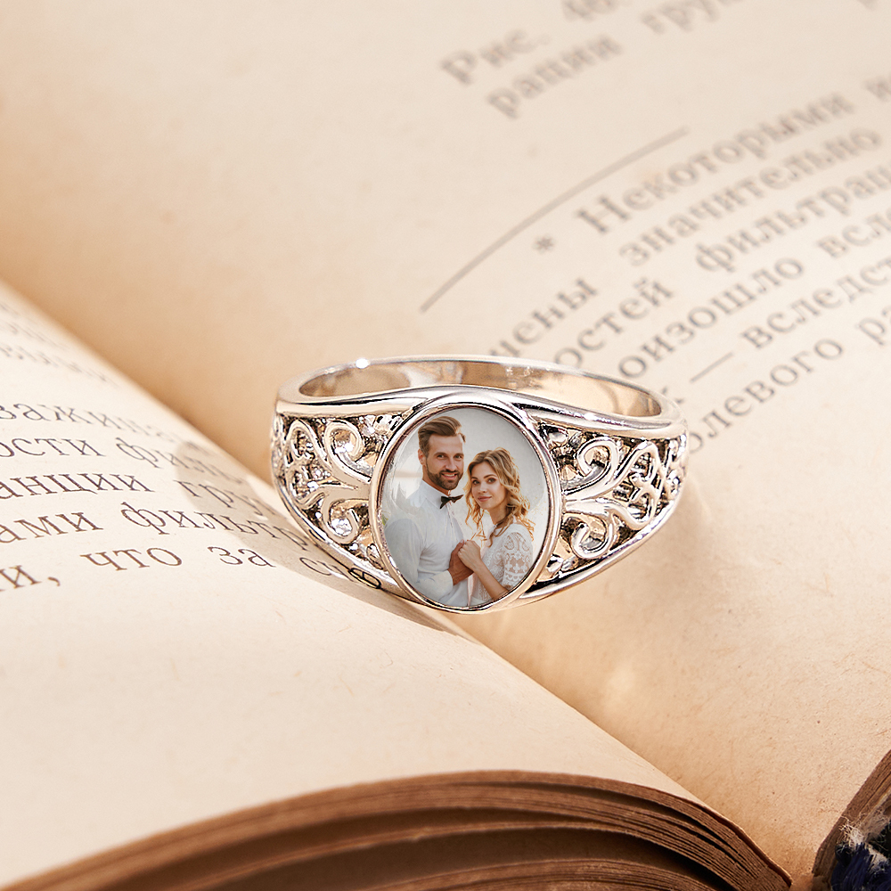 Custom Cutout Photo Rings Personalized Photo Jewelry Valentine's Day Gifts for Couple - soufeeluk