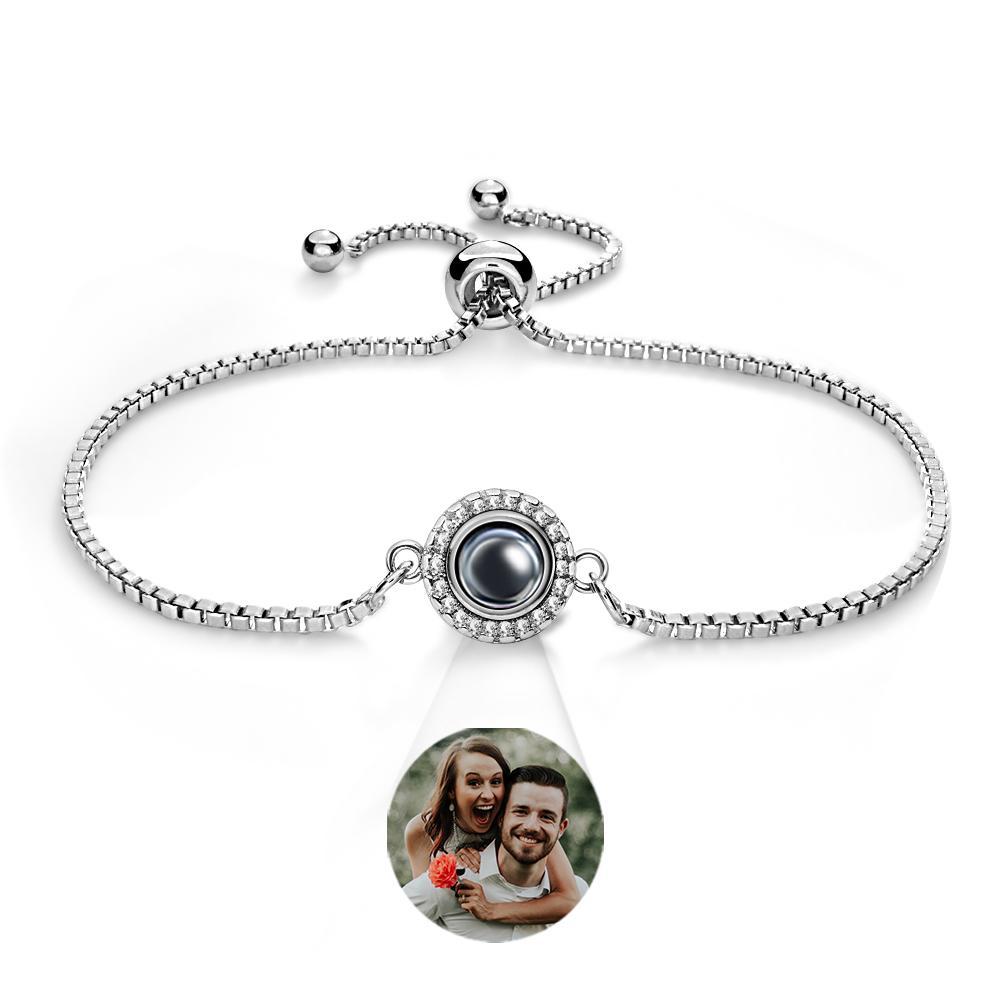 Personalised Photo Projection Bracelet Round Zircon Adjustable Bracelet Valentine's Day Gift