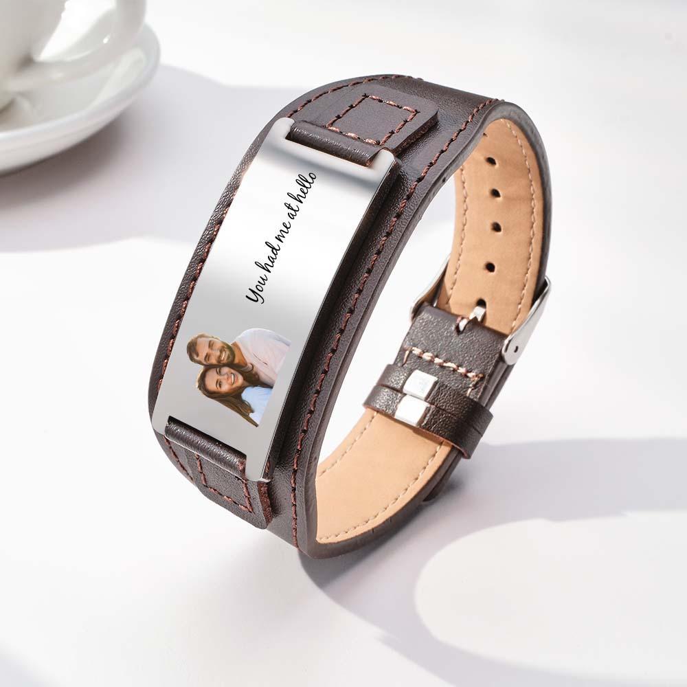 Custom Engraved Bracelet Simple Leather Gifts for Men - soufeeluk