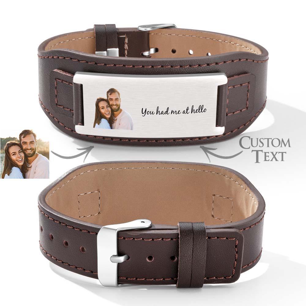 Custom Engraved Bracelet Simple Leather Gifts for Men