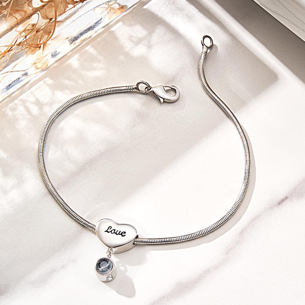 Custom Projection Bracelet Engraved Heart Gift for Her - soufeeluk