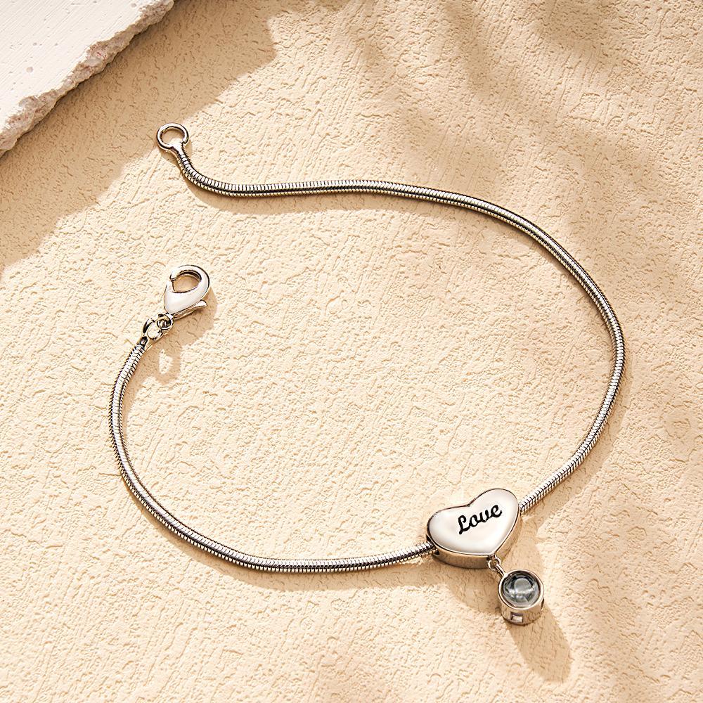 Custom Projection Bracelet Engraved Heart Gift for Her - soufeeluk