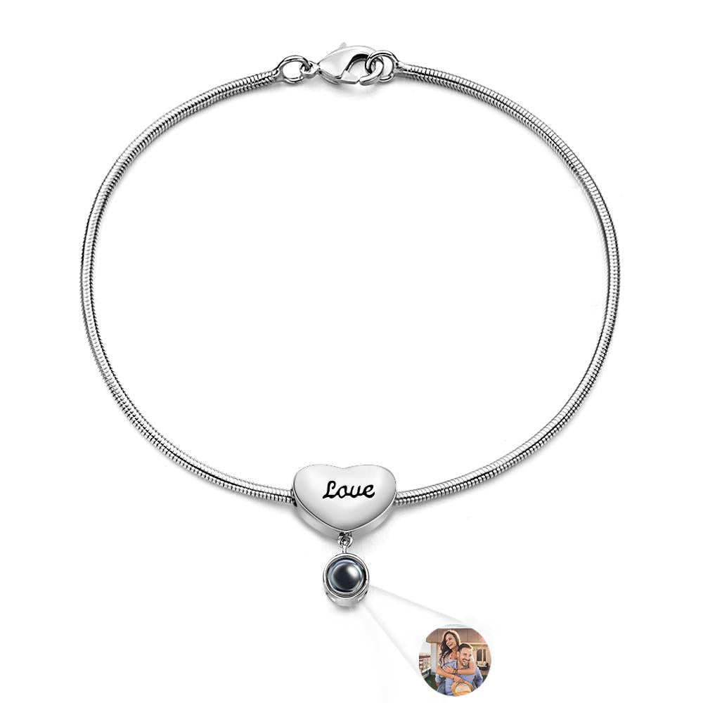 Custom Projection Bracelet Engraved Heart Gift for Her - soufeeluk