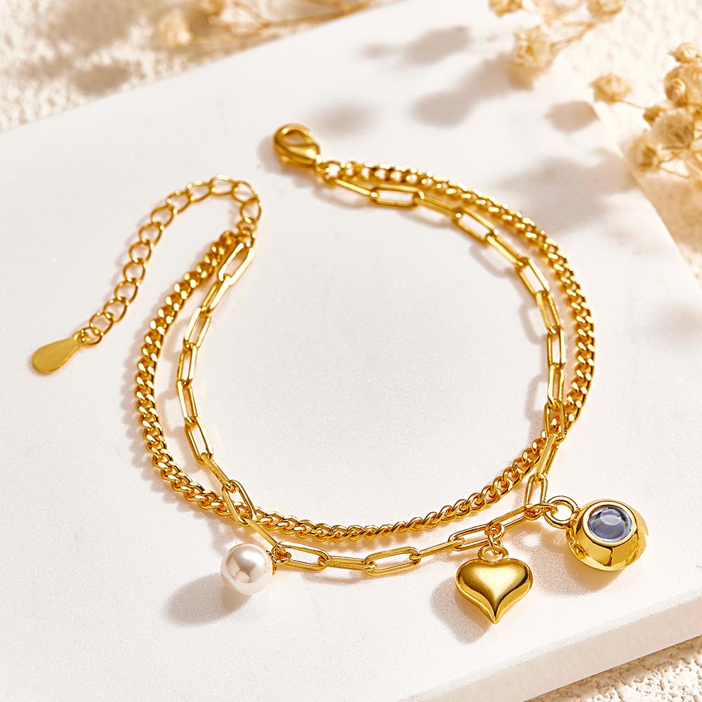 Custom Photo Projection Bracelet Heart Perfect Gift for Her - soufeeluk