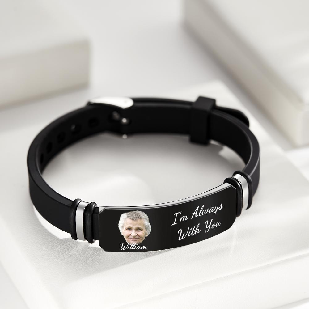 Men's Bracelet In Memory Of Mother Custom Photo Memorial Bracelet Engraved Gifts - soufeeluk