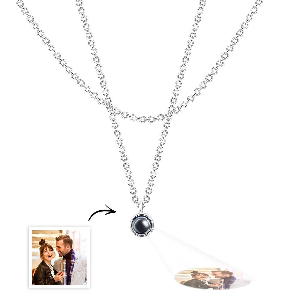 Layered Custom Necklace Personalized Photo Projection Necklace Anniversary Gifts for Her