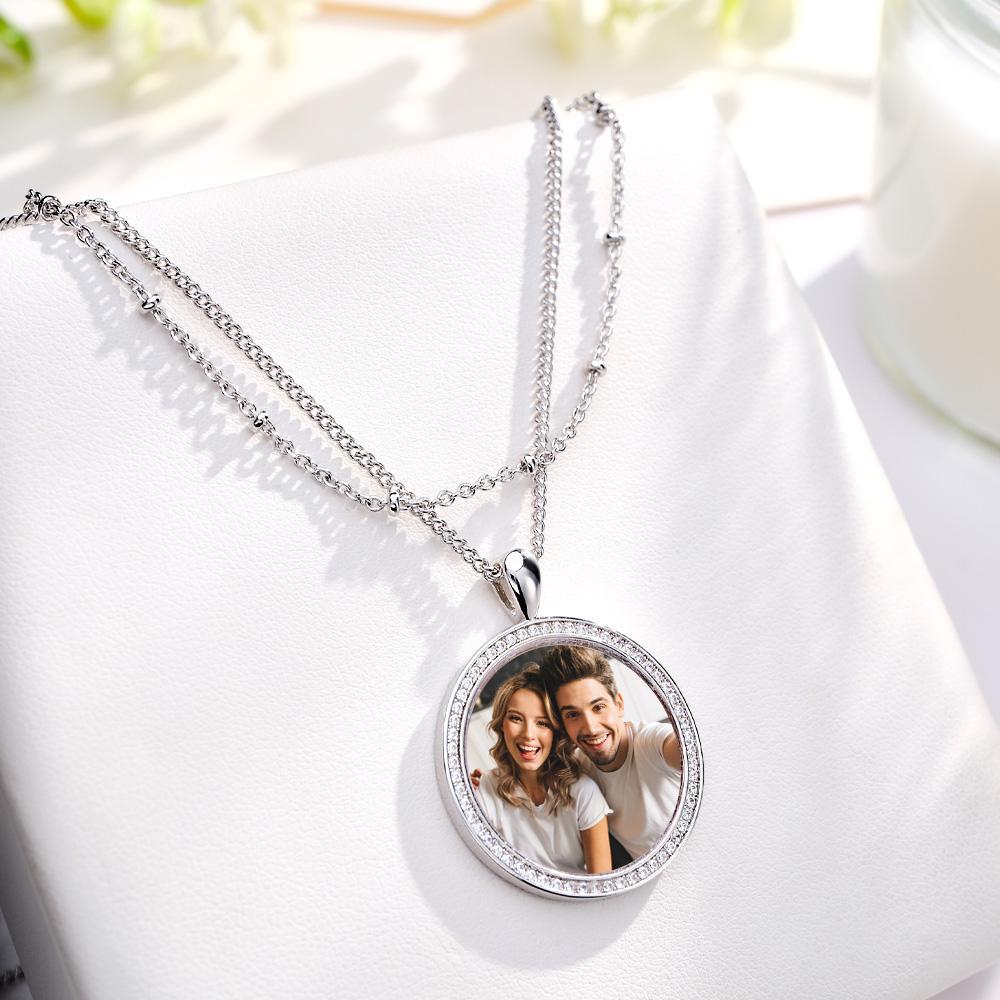 Layered Custom Necklace Photo Necklace Anniversary Gifts - soufeeluk
