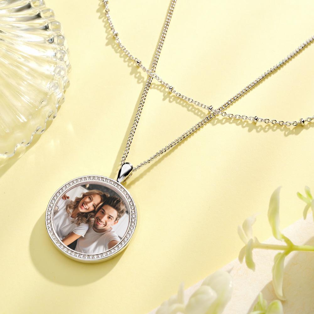 Layered Custom Necklace Photo Necklace Anniversary Gifts - soufeeluk