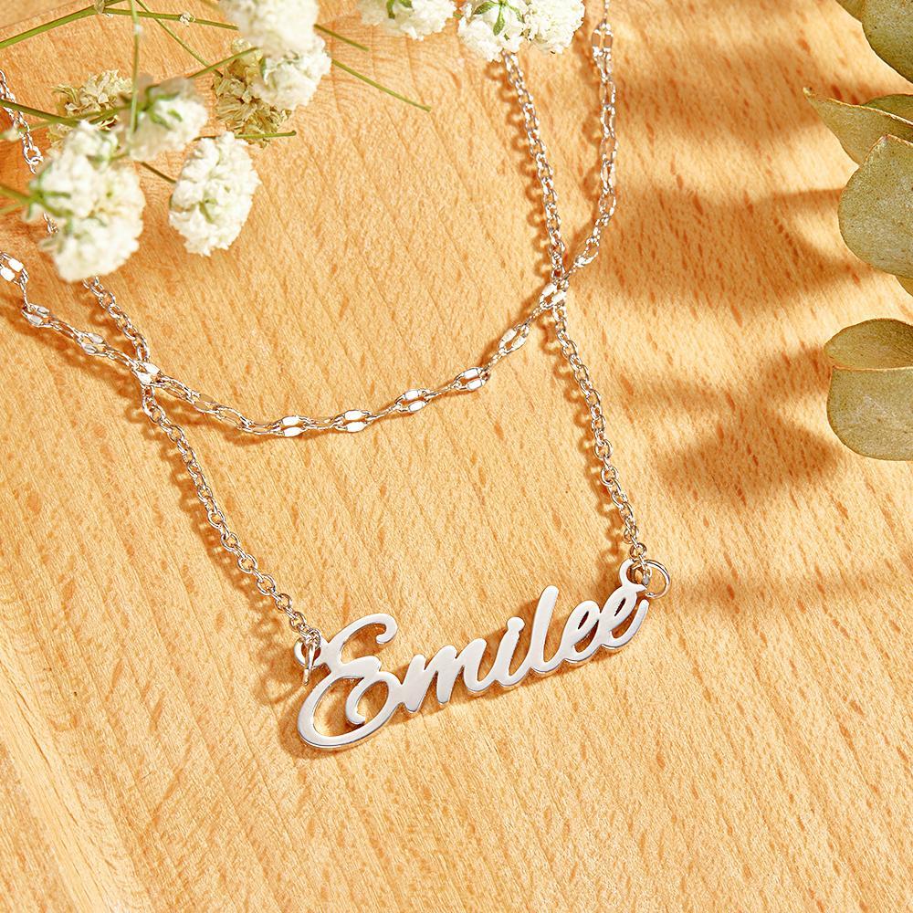 Layered Custom Necklace Personnalized Name Necklace Anniversary Gifts for Her - soufeeluk